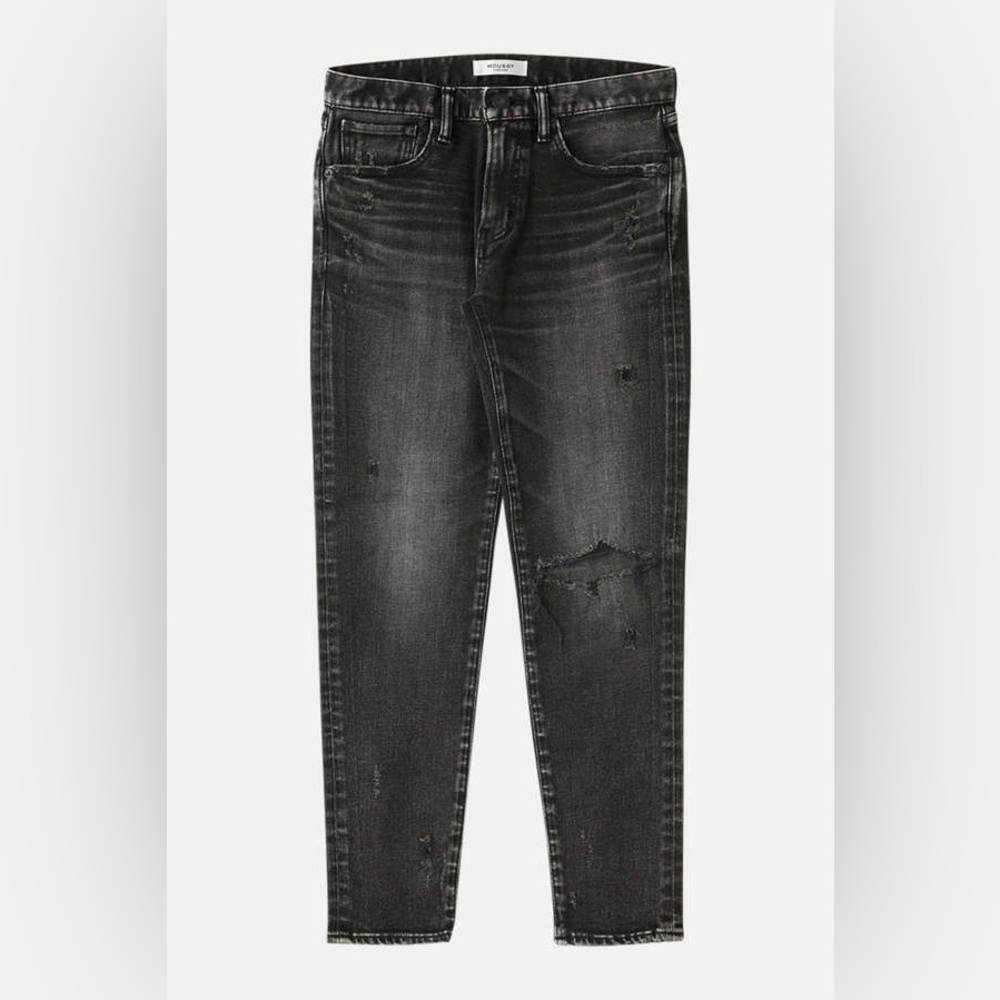 MOUSSY VINTAGE Distressed Straight Leg Jeans Faded Black Gray Made in Japan 32